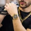 Zlaté pánské hodinky Ralph Christian s gumovým páskem The Equinox Chrono - Golden Eclipse 47MM