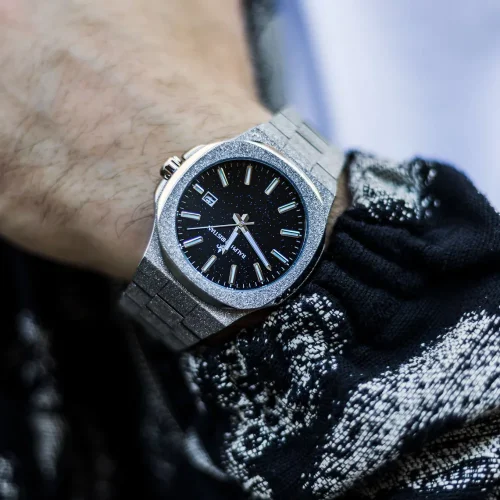Srebrny zegarek męski Ralph Christian ze stalowym paskiem The Frosted Stellar - Silver 42,5MM