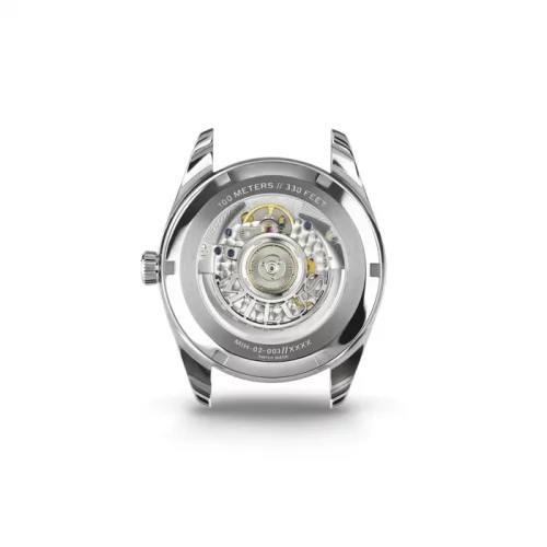 Relógio Milus Watches prata para homens com pulseira de couro Snow Star Night Black 39MM Automatic