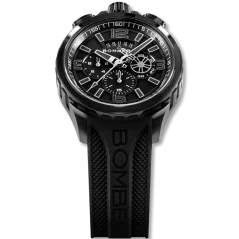 Men's black Bomberg Watch with rubber strap DEEP BLACK 45MM