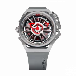 Strieborné pánske hodinky Mazzucato s gumovým pásikom Rim Sport Silver / Grey - 48MM Automatic