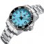 Męski srebrny zegarek Phoibos Watches ze stalowym paskiem Leviathan 200M - PY050B Blue Automatic 40MM