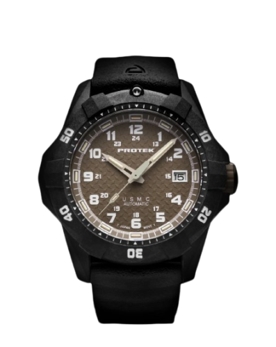 Schwarze Herrenuhr ProTek Watches mit Gummiband Series PT1216 42MM Automatic