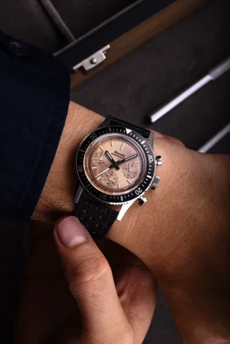 Men's silver Nivada Grenchen watch with steel strap Chronoking Mecaquartz Salamon Bracelet Flat link 87043Q20 38MM