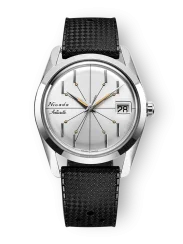 Stříbrné pánské hodinky Nivada Grenchen s gumovým páskem Antarctic Spider 35012M01 35M