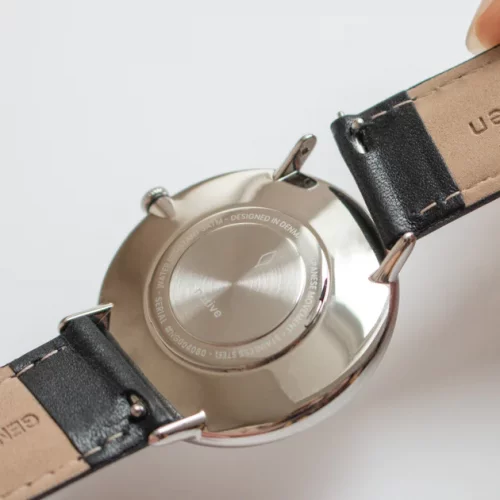Stříbrné pánské hodinky Nordgreen s koženým páskem Native White Dial - Black Leather / Silver 40MM