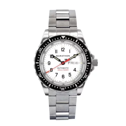 Muški srebrni sat Marathon Watches s čeličnim remenom Arctic Edition Jumbo Day/Date Automatic 46MM