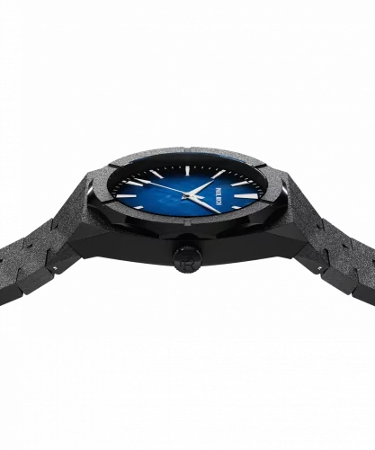Relógio Paul Rich preto para homens com pulseira de aço Frosted Star Dust Midnight Abyss - Black 45MM