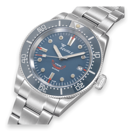 Reloj Squale plata de hombre con correa de acero 1545 Grey Bracelet - Silver 40MM Automatic