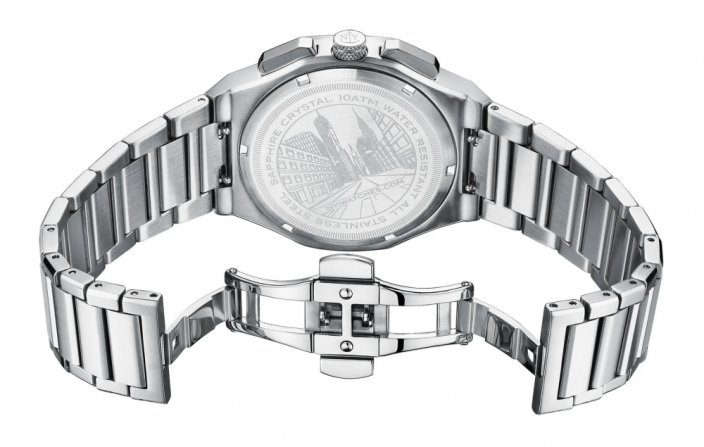 Strieborné pánske hodinky NYI Watches s oceľovým pásikom Jayden - Silver 42MM