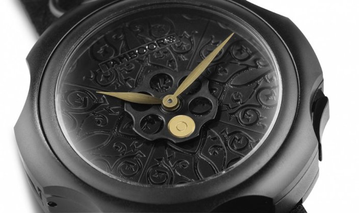 Čierne pánske hodinky Mondia s koženým opaskom Tattoo Dirty Black 48MM