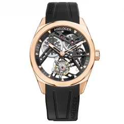 Złoty zegarek męski Agelocer Watches z gumowym paskiem Tourbillon Sport Series 42MM