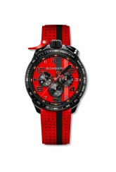 Čierne pánske hodinky Bomberg Watches s gumovým pásikom Racing MONZA 45MM