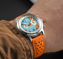 Zilveren herenhorloge van Ferro & Company met leren band Race Master Chronograph GLF 39MM