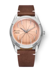 Stříbrné pánské hodinky Nivada Grenchen s koženým páskem Antarctic Spider 32050A16 38MM Automatic