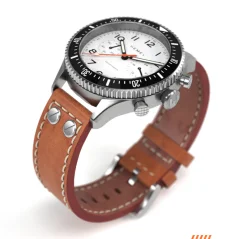 Stříbrné pánské hodinky Hemel s páskem z pravé kůže The Hemel HFT20 / VK64 Configuration / Full Lume Dial 42 MM