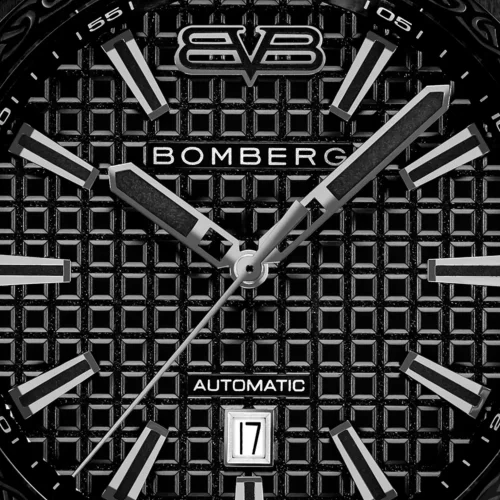 Reloj Bomberg Watches negro con banda de goma DEEP NOIRE 43MM Automatic