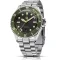 Męski srebrny zegarek NTH Watches ze stalowym paskiem Barracuda Vintage Legends Series No Date - Green Automatic 40MM