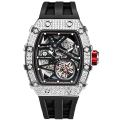 Stříbrné pánské hodinky Tsar Bomba Watch s gumovým páskem TB8209D - Silver / Black Automatic 43,5MM