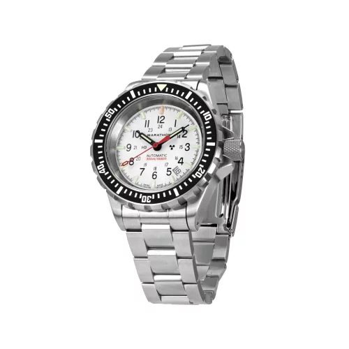 Miesten hopea Marathon Watches - kello teräsrannekkeella Arctic Edition Large Diver's 41MM Automatic
