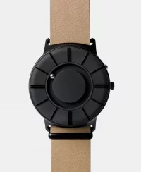 Czarny zegarek męski Eone ze stalowym paskiem Bradley Apex Leather Sand - Black 40MM
