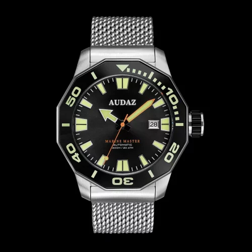 Strieborné pánske hodinky Audaz Watches s oceľovým pásikom Marine Master ADZ-3000-01 - Automatic 44MM