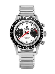 Men's silver Nivada Grenchen watch with steel strap Closed Caseback Chronomaster Paul Newman Inter.Bezel 86054M11LC 38MM