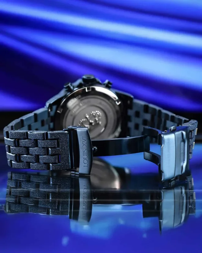 Men's blue Louis XVI watch with steel strap Frosted Aramis 2.0 With Diamonds - 3681 Gold 43MM