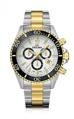 Reloj Delma Watches Plata para hombre con correa de acero Santiago Chronograph Silver / Gold White 43MM