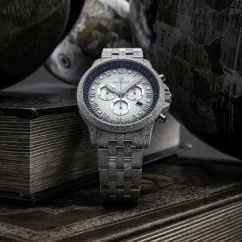 Orologio da uomo Louis XVI in argento con cinturino in acciaio Frosted Aramis - Silver 43MM