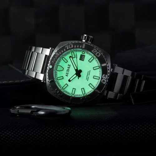 Ασημένιο ρολόι Audaz Watches για άντρες με ιμάντα από χάλυβα King Ray ADZ-3040-06 - Automatic 42MM