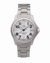 Herrenuhr aus Silber Momentum Watches mit Stahlband Atlas Eclipse Solar White 38MM