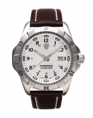 Montre ProTek Watches pour homme de couleur argent avec bracelet en cuir Dive Series 2005 42MM