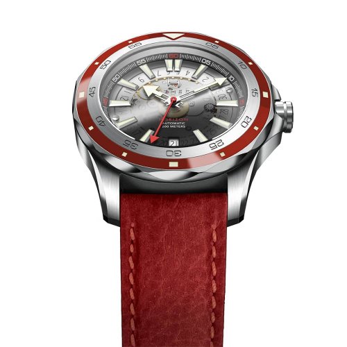 Silberne Herrenuhr Fathers Watches mit Ledergürtel Evolution Red 40MM Automatic