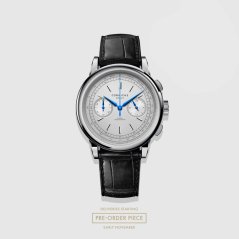 Men's silver Corniche watch with leather strap Chronograph Steel with White dial 39MM