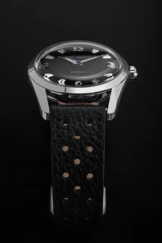 Relógio Nivada Grenchen prata para homens com pulseira de couro Antarctic 35002M14 35MM