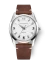 Relógio Nivada Grenchen prata para homens com pulseira de couro Antarctic 35005M14 35MM
