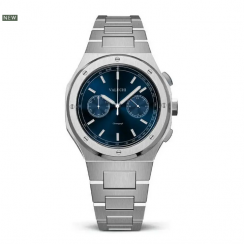 Stříbrné pánské hodinky Valuchi Watches s ocelovým páskem Chronograph - Silver Blue 40MM