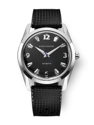 Zilverkleurig herenhorloge van Nivada Grenchen met een rubberen band Antarctic 35002M01 35MM