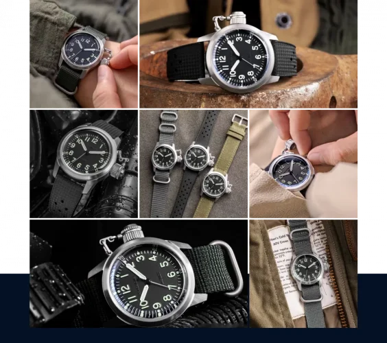 Strieborné pánske hodinky Praesidus s gumovým opaskom A-5 UDT: Black Rubber Tropic 38MM Automatic