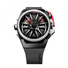 Čierne pánske hodinky Mazzucato s gumovým pásikom Rim Sport Black / Silver - 48MM Automatic