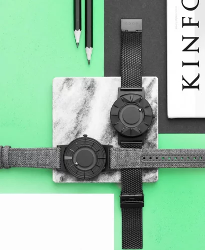 Czarny zegarek męski Eone ze skórzanym paskiem Bradley Edge - Black 40MM