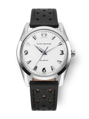 Reloj Nivada Grenchen plata para hombre con correa de cuero Antarctic 35005M40 35MM