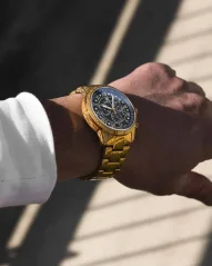 Men's gold Louis XVI watch with steel strap Palais Royale 1018 - Gold 43MM