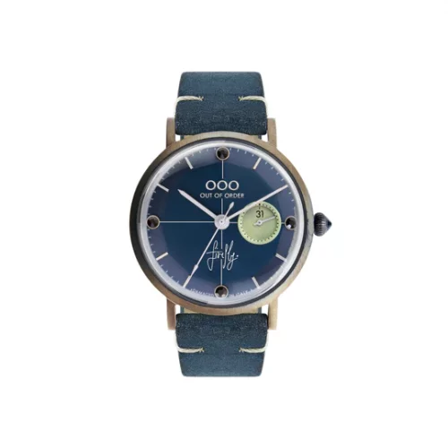 Reloj Out Of Order Watches Plata para hombres con cinturón de cuero Firefly 36 Blue 36MM