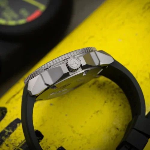 Men's silver Circula Watch with rubber strap DiveSport Titan - Petrol / Black DLC Titanium 42MM Automatic