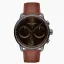 Černé pánské hodinky Nordgreen s koženým páskem Pioneer Brown Sunray Dial - Brown Leather / Gun Metal 42MM