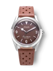 Montre Nivada Grenchen pour homme en couleur argent avec bracelet en cuir Super Antarctic 32040A23 3.6.9 Tropical 38MM Automatic