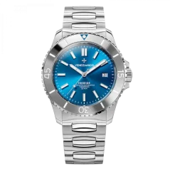 Relógio masculino de prata Venezianico com bracelete de aço Nereide Tungsteno 4521501C Blue 42MM Automatic