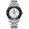Męski srebrny zegarek Phoibos Watches ze stalowym paskiem GMT Wave Master 200M - PY049E Silver Automatic 40MM